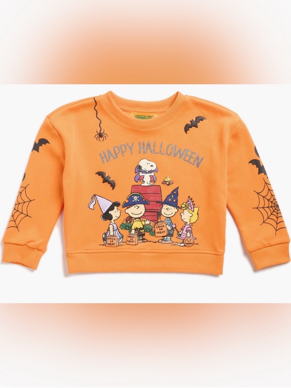Peanuts Kids Orange Halloween Sweatshirt with Snoopy & Friends